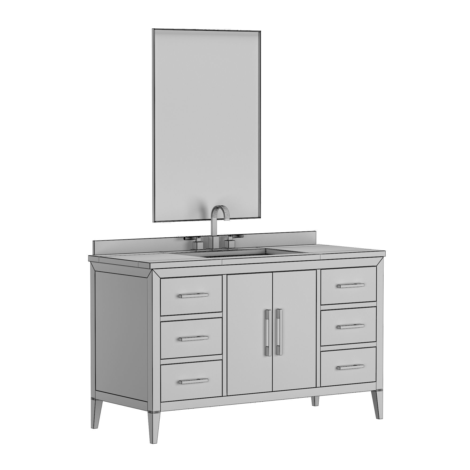 SINGLE EXTRAWIDE VANITY 3D model CGTrader