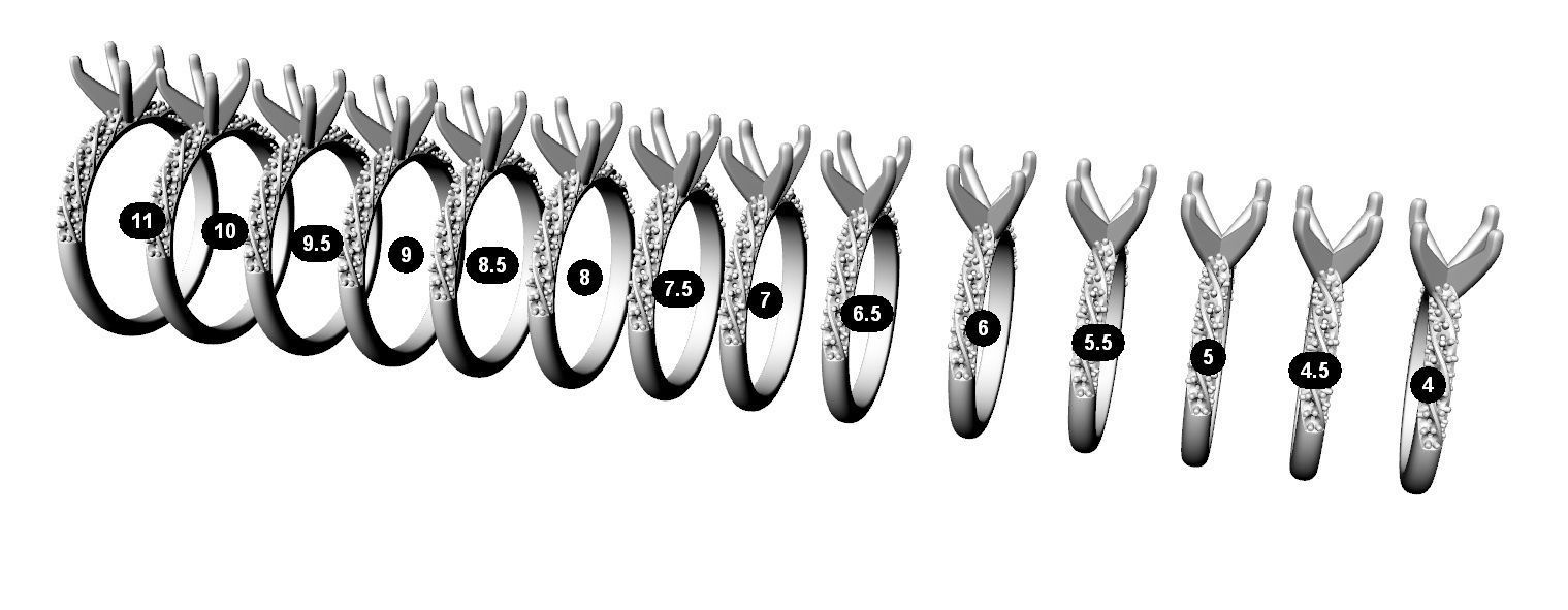 Rope Twist Engagement Ring All sizes 3D model 3D printable CGTrader