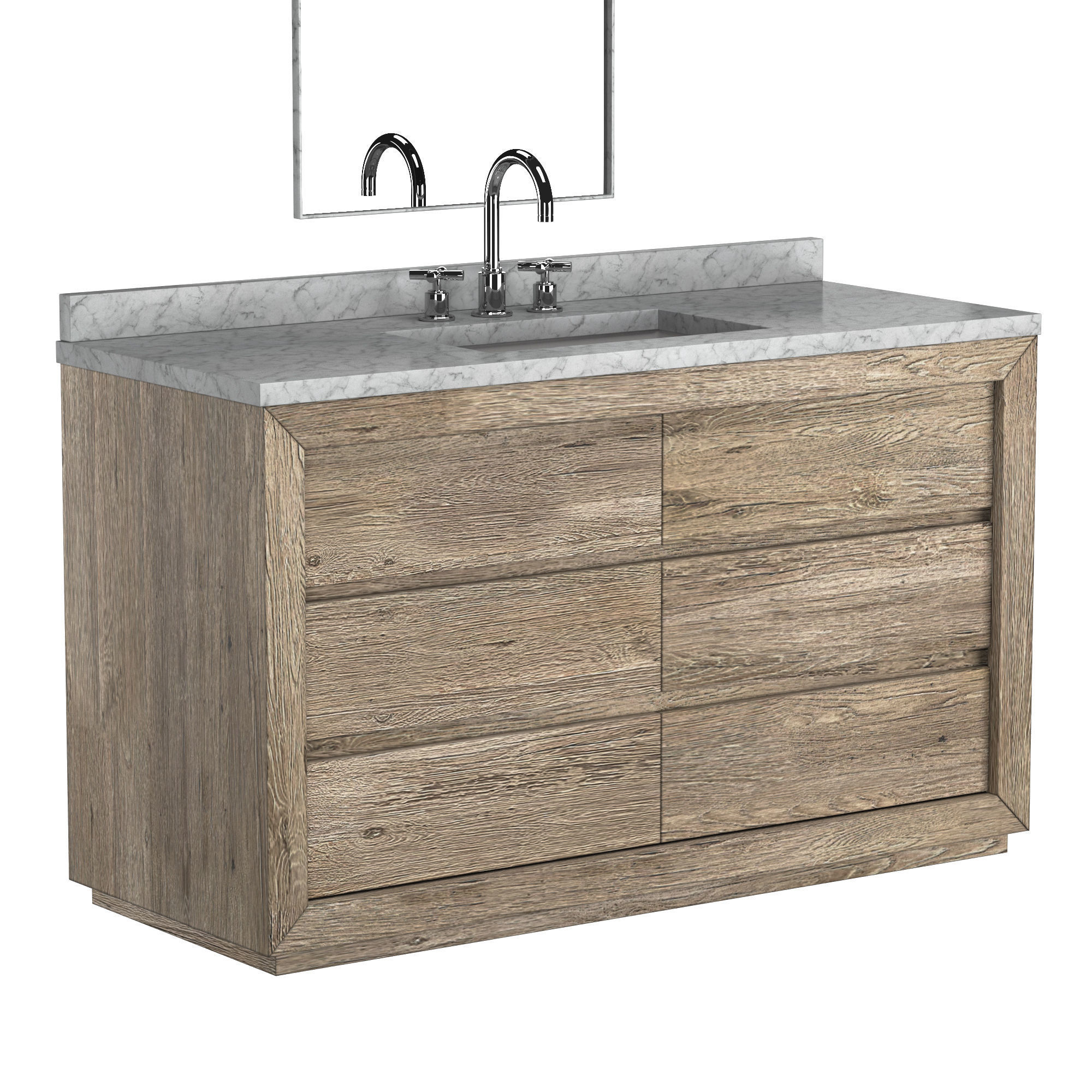 RECLAIMED OAK SINGLE EXTRA WIDE VANITY 3D model CGTrader