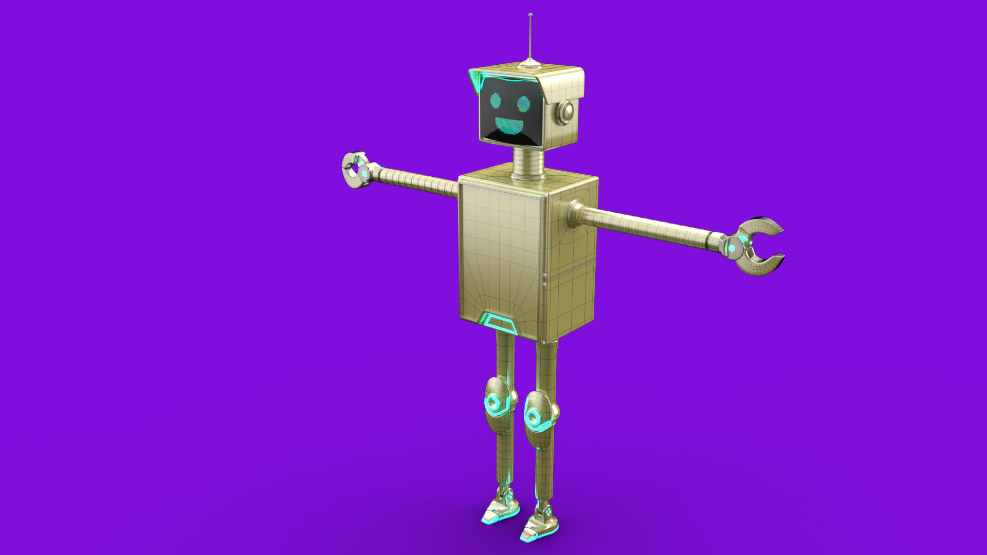 Cartoonish robot with simple rig 3D model rigged | CGTrader
