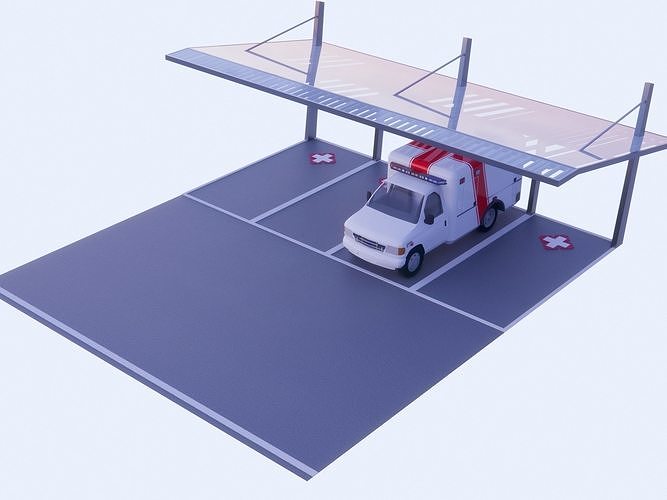 Ambulance Parking Space 3D model CGTrader
