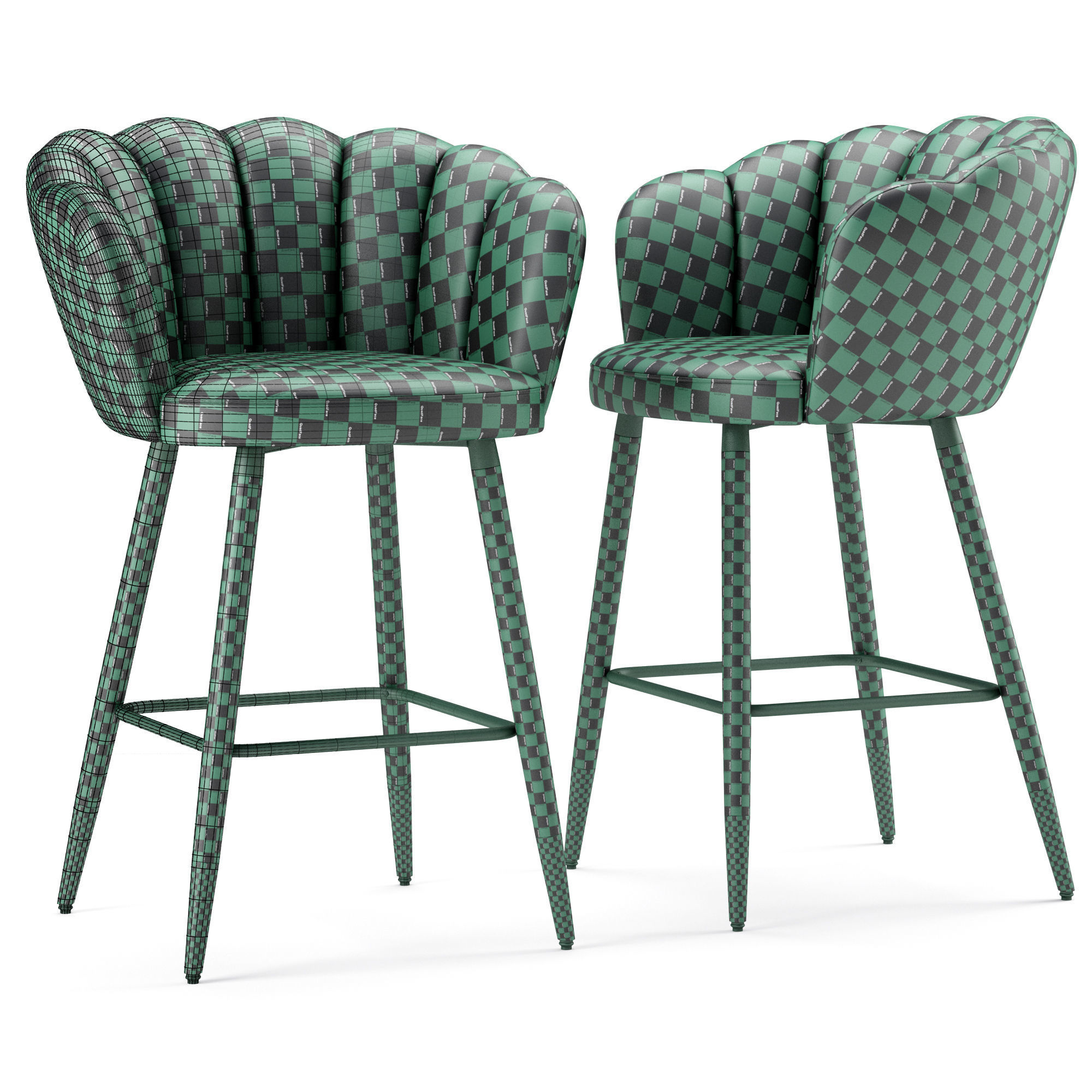 Vivian Velvet Bar Stool 3D model CGTrader