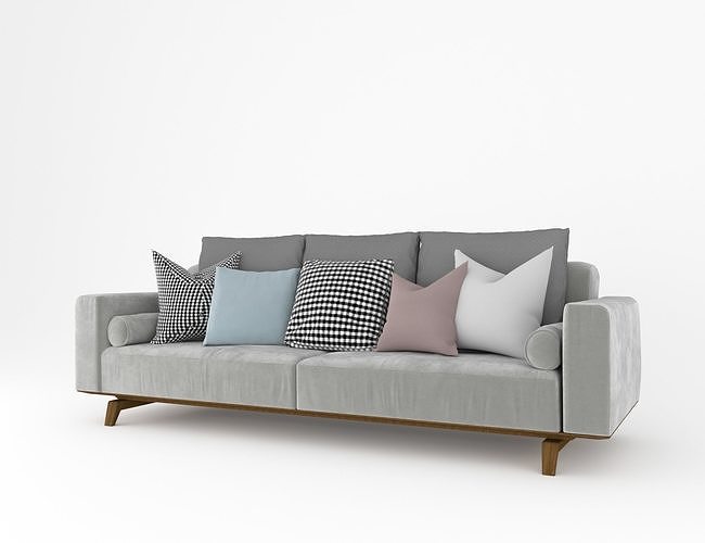 Cassius Quilt Grey Sofa free 3D model CGTrader