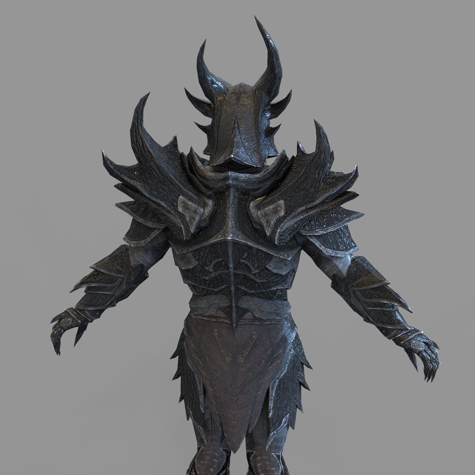 Skyrim Daedric Armor Full Wearable Armor with Weapons 3D model 3D