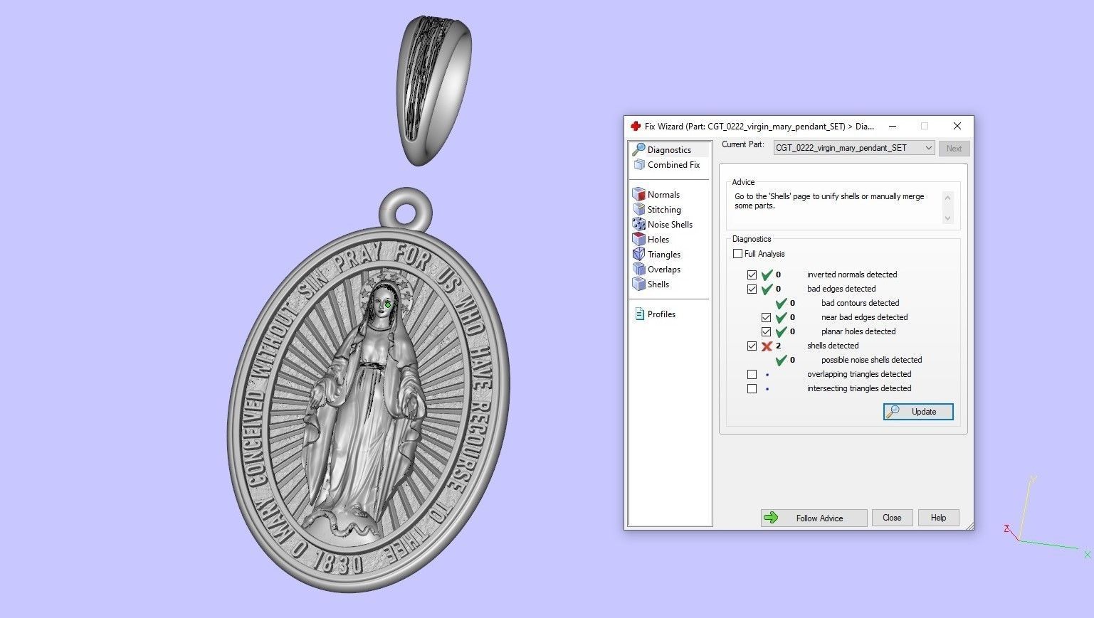 Catholic Miraculous Medal Virgin Mary Pendant 3D model 3D printable ...