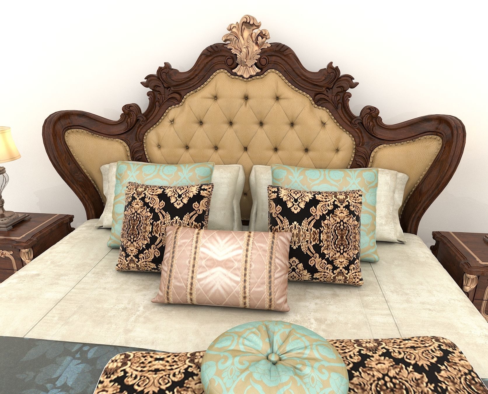European Style Bed Set 3D model CGTrader