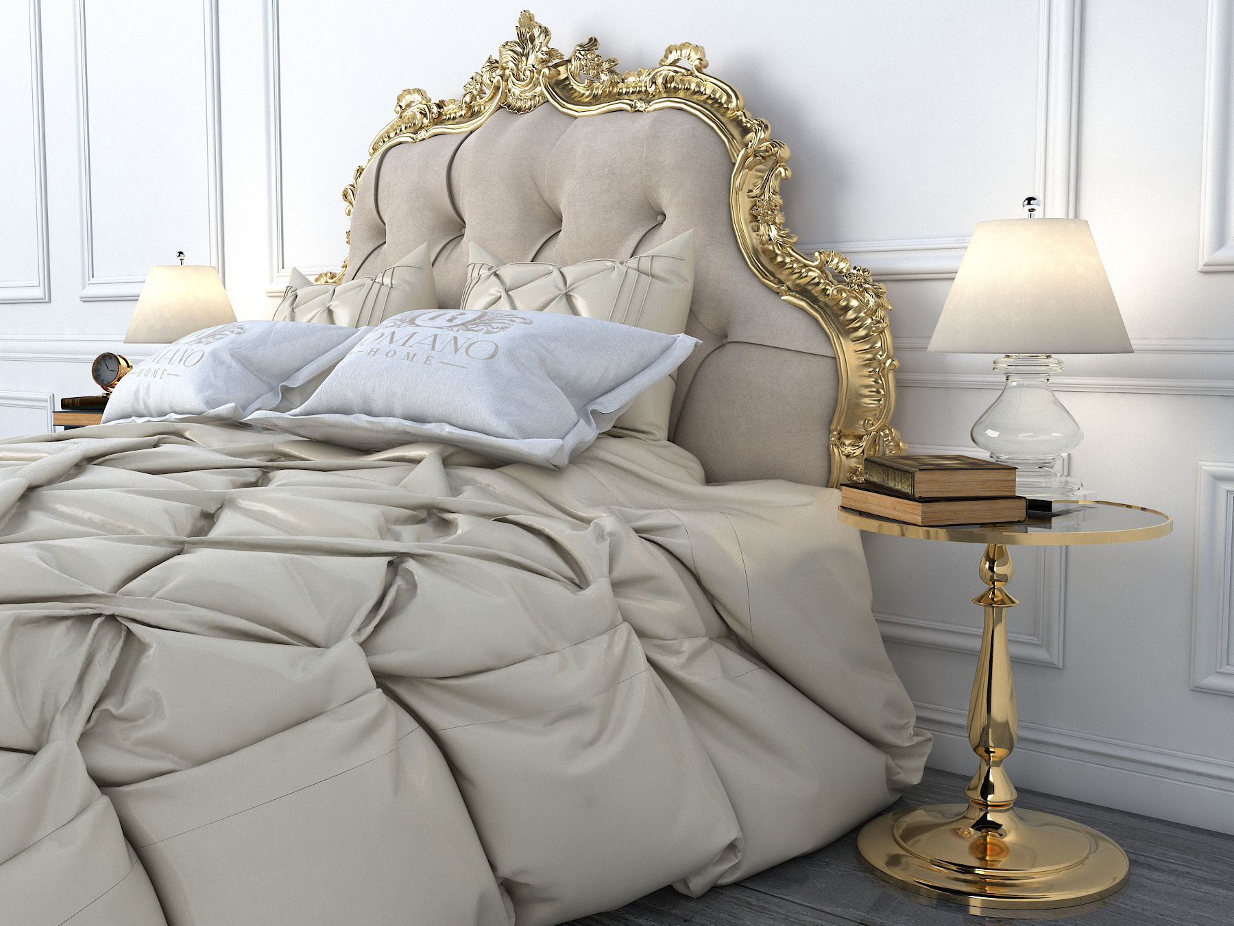 European Style Bed Set 3 3D model CGTrader