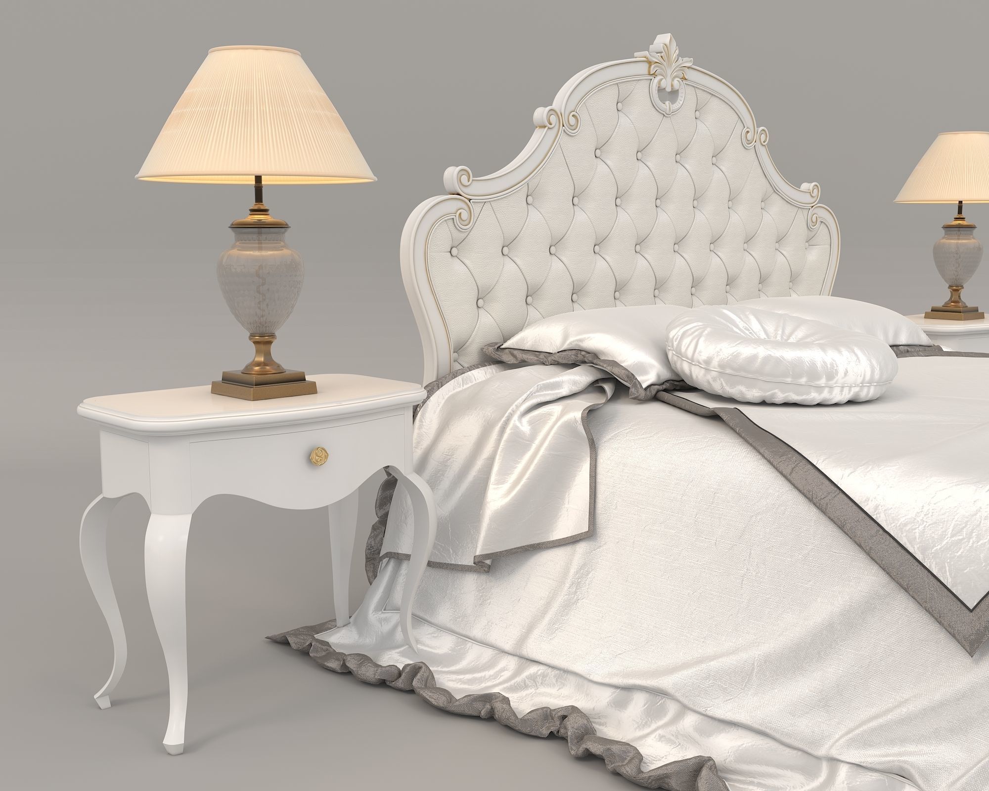European Style Bed Set 10 3D model CGTrader