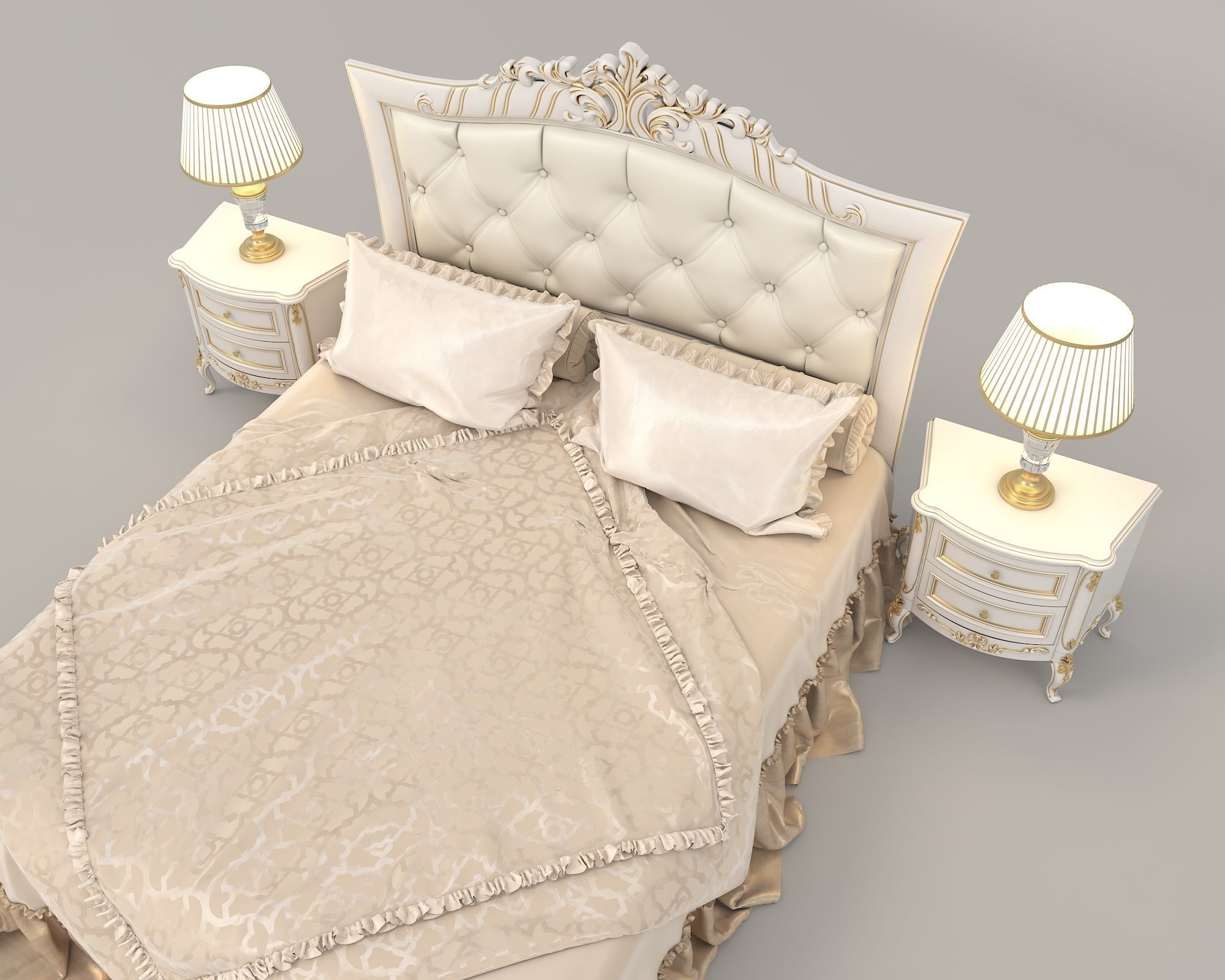 European Style Bed Set 11 3D model CGTrader