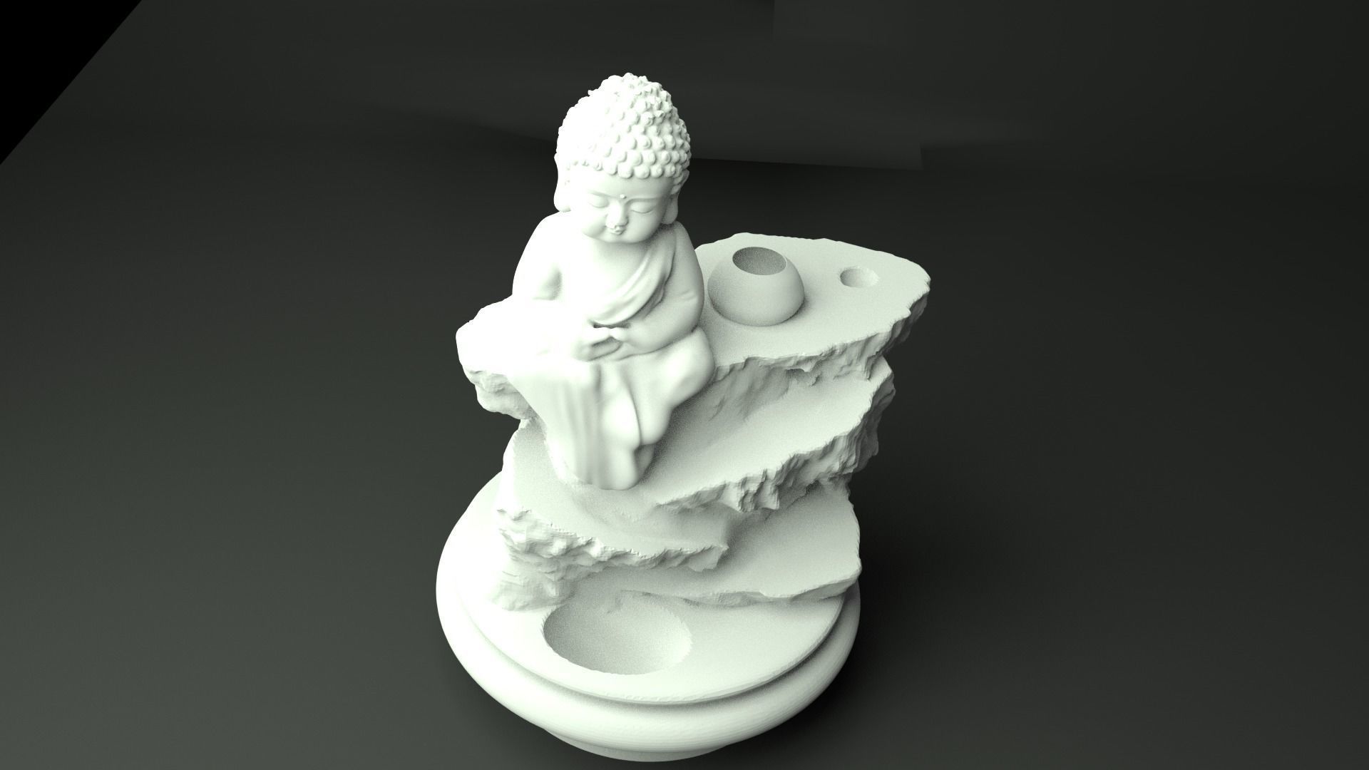 BackFlow Incense Burner Baby Buddha and Rocks for 3D printing 3D model