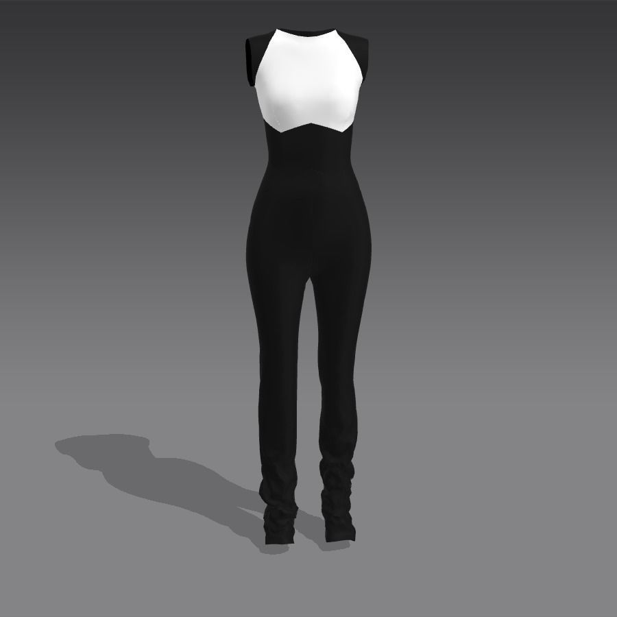 JUMPSUIT BLACK AND WHITE COLOR BLOCK MODERN ELEGANCE LOOK 3D model