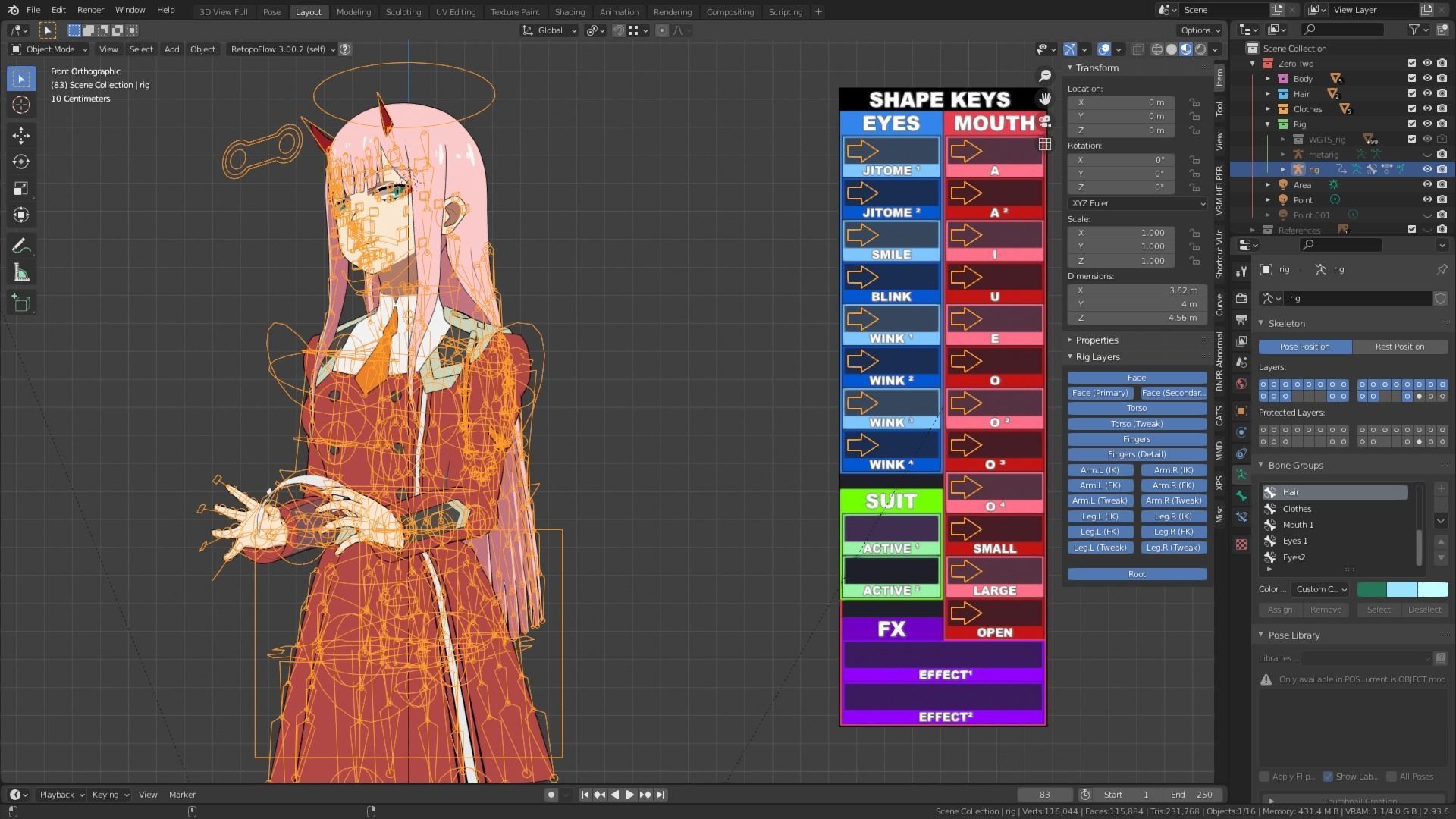 3D model Zero Two Defalt Darling in the Franxx Blender VR / AR