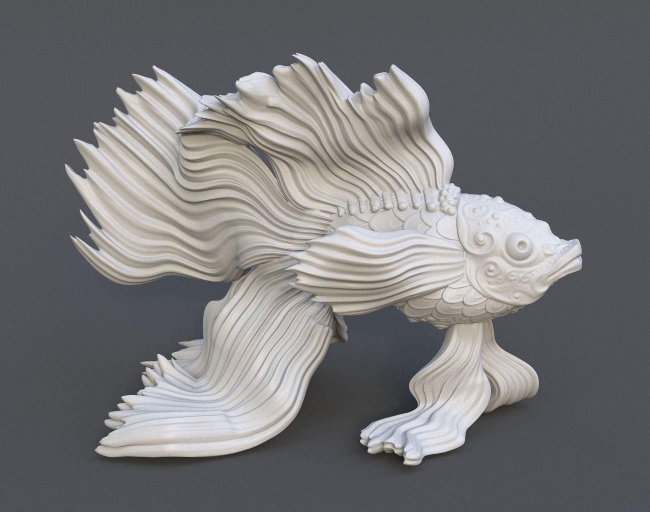 Goldfish Statue 220602 3D model 3D printable CGTrader