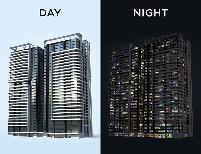 3D model Apartment Building Day and Night VR / AR / low-poly | CGTrader
