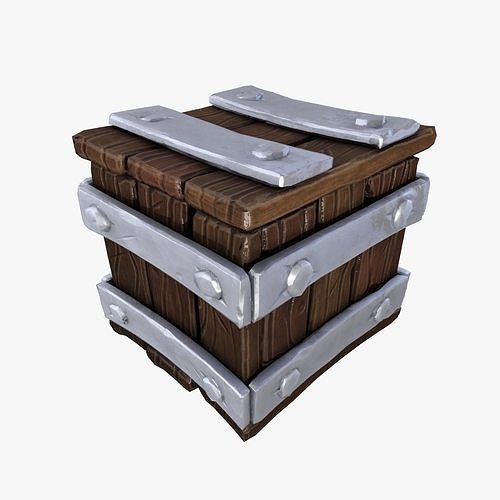 Fantasy Wooden Crate Box Game Asset Low-poly 3D model