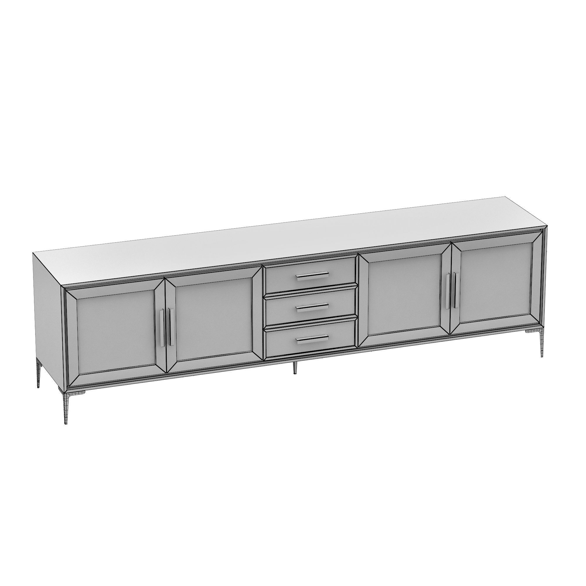 BENOIT GLASS 4DOOR MEDIA CONSOLE WITH DRAWERS 3D model CGTrader
