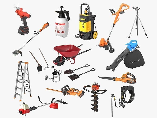 3D Model Collection Garden Tools Pack VR / AR / lowpoly CGTrader