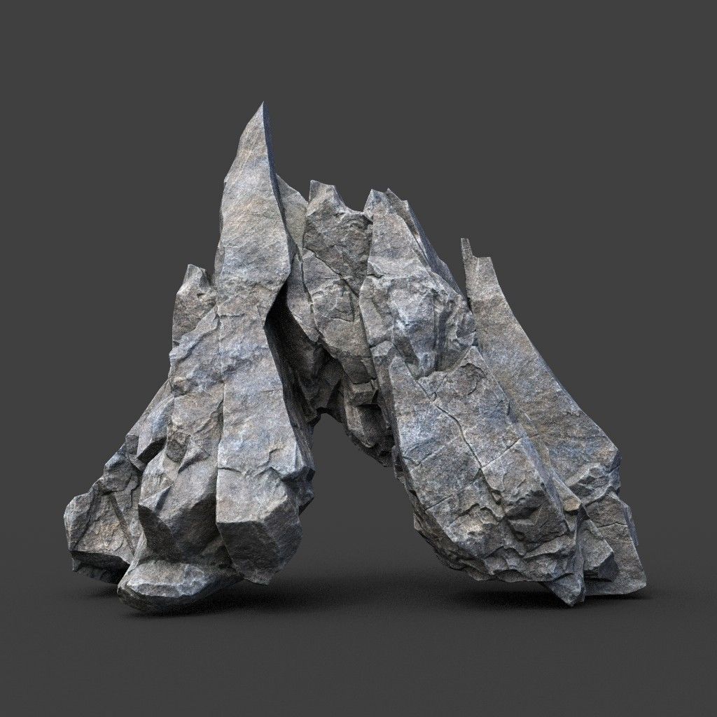 3D model Scifi Gray Sharp Rock 220611 - Ultra HD 16K Textures VR / AR ...