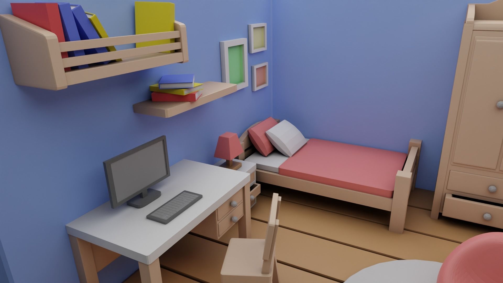 Low poly bedroom free VR / AR / low-poly 3D model | CGTrader