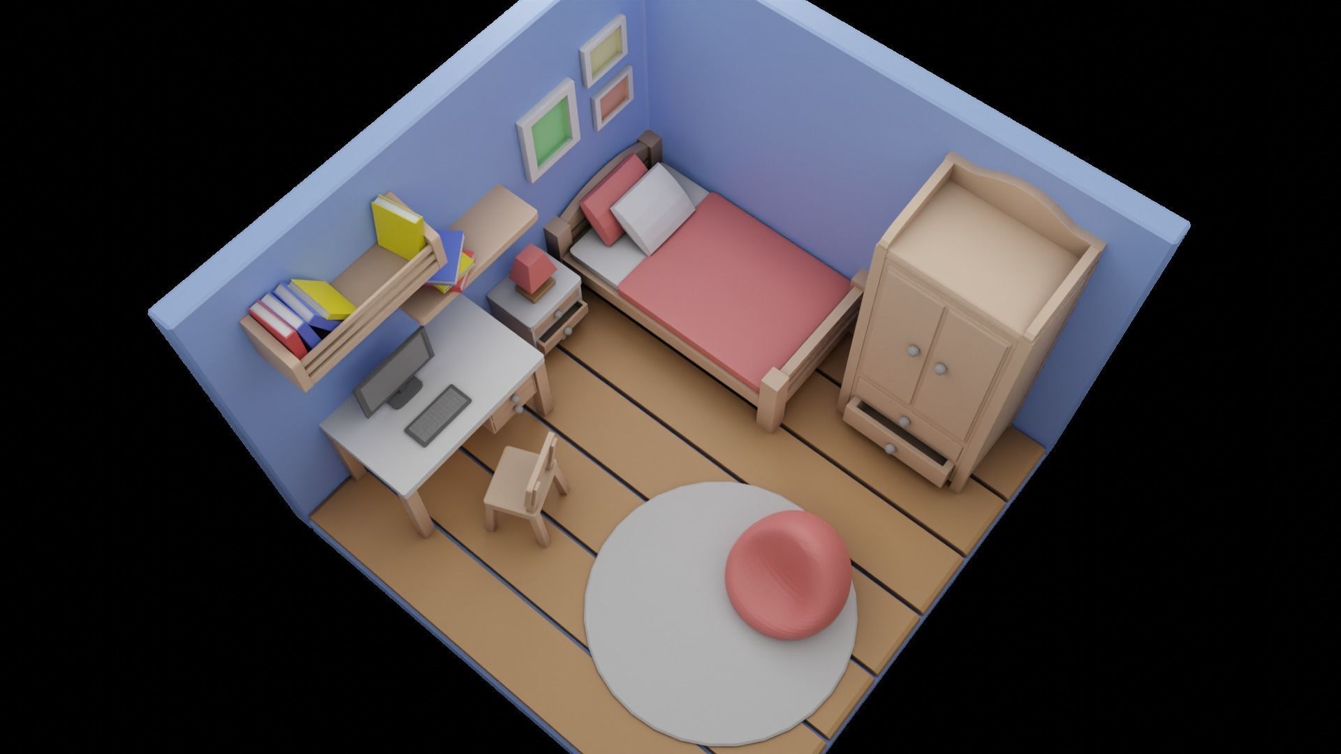 Low poly bedroom free VR / AR / low-poly 3D model | CGTrader