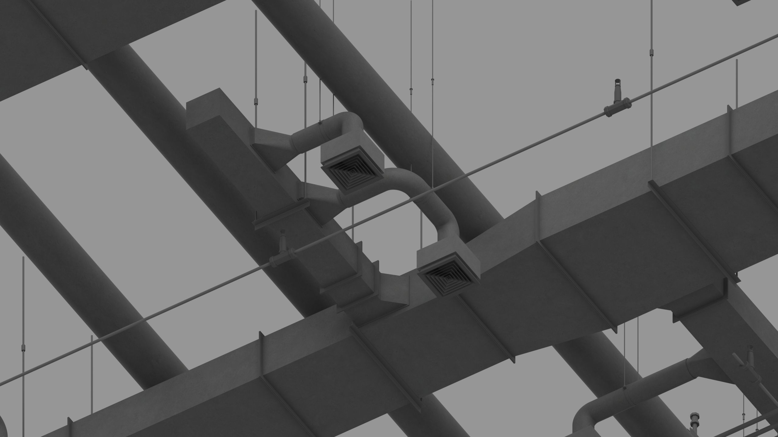 exposed ceiling duct piping 3D model CGTrader