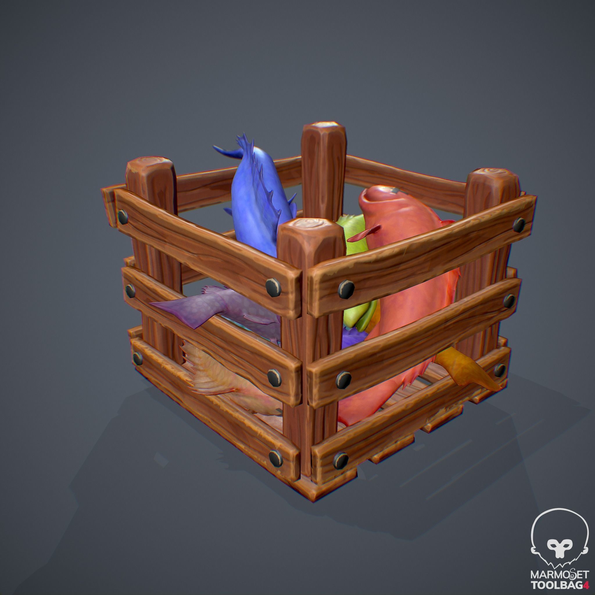 3D model Stylized Box with Fishes - Game Ready Asset VR / AR / low-poly ...