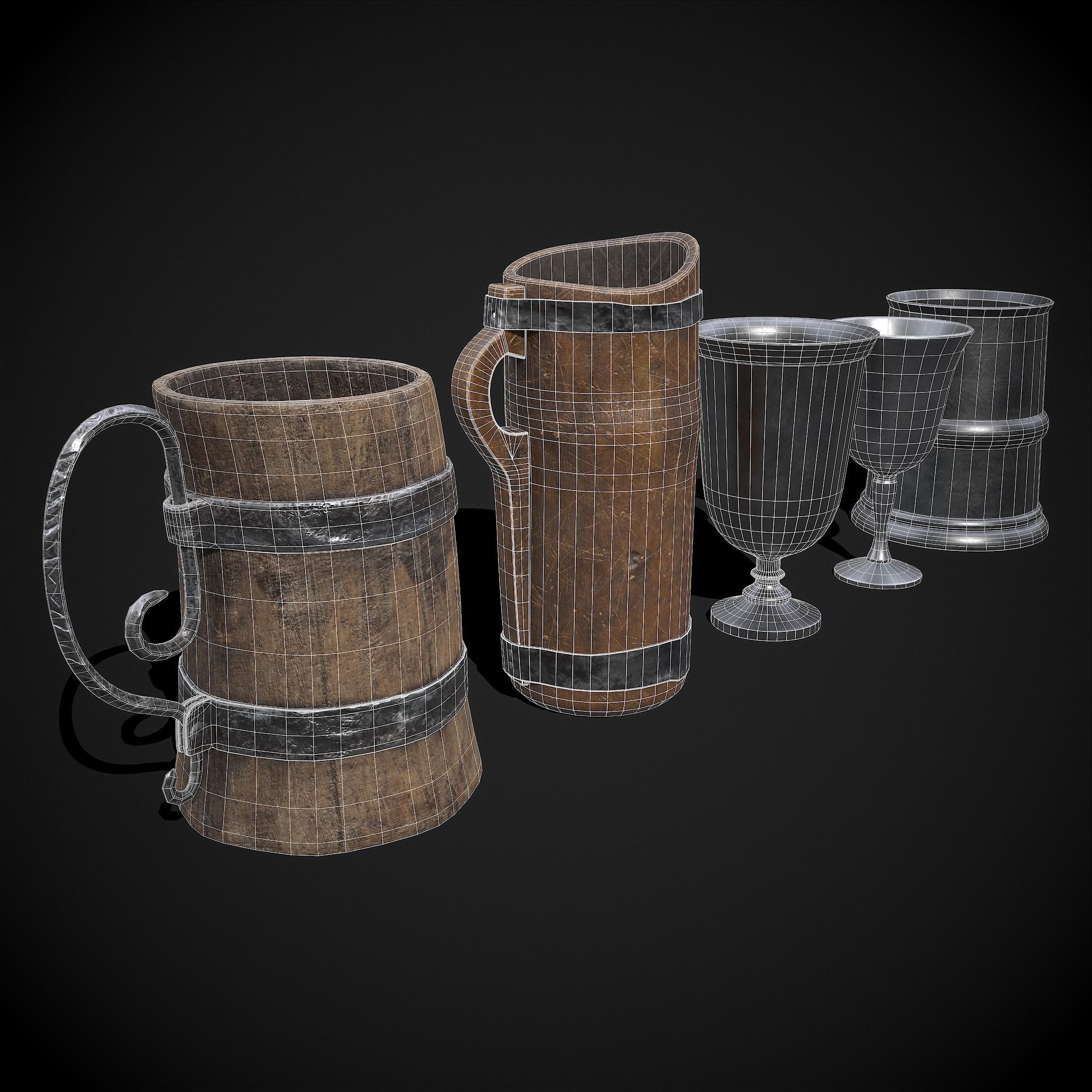 Medieval Cups Five 3D Model Collection CGTrader