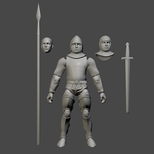 MEDIEVAL GUARD ARTICULATED PRINTABLE ACTION FIGURE 3D model 3D