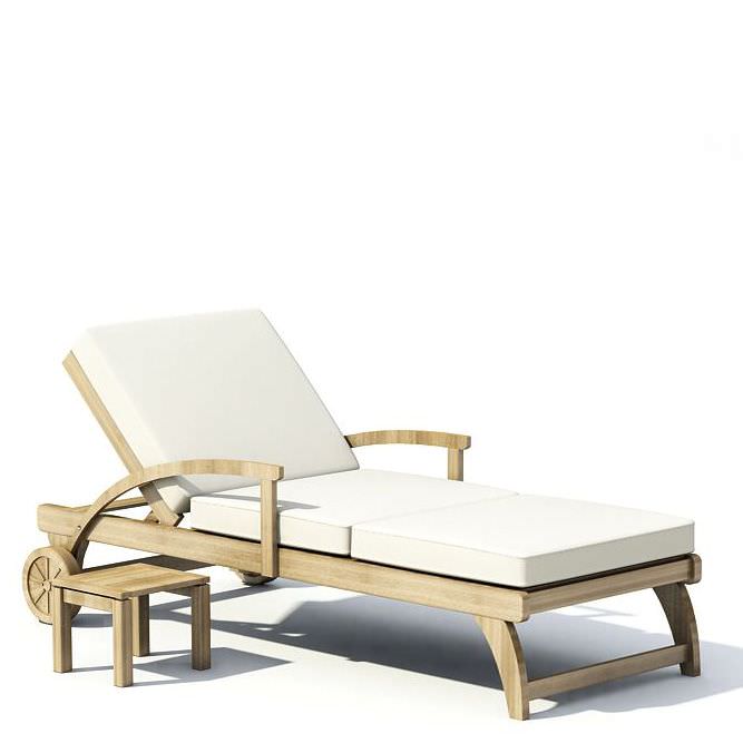 Cream Wood Outdoor Lounge Chair With White Cushion And Matchi Cream Wood Outdoor Lounge Chair With