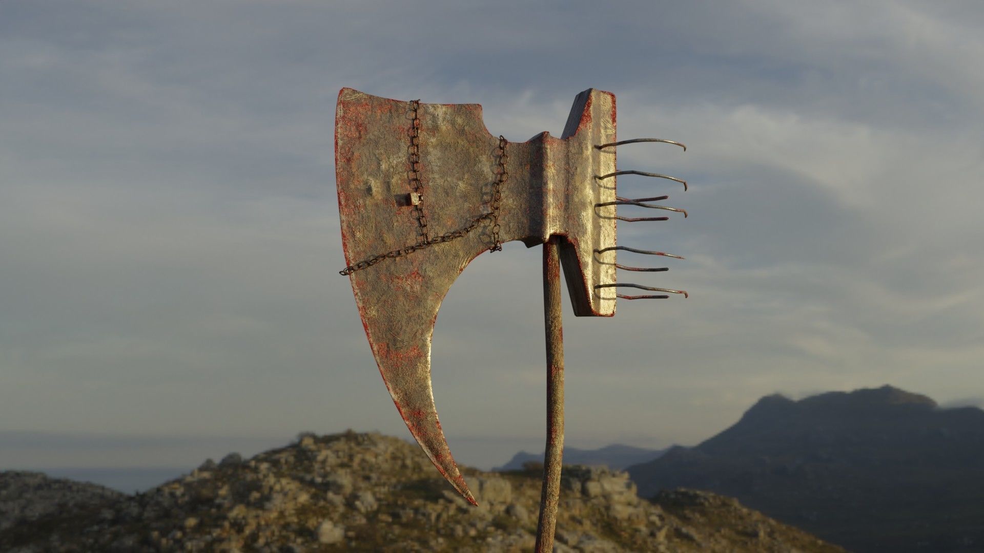 Bloody Executioners Axe 3D model CGTrader