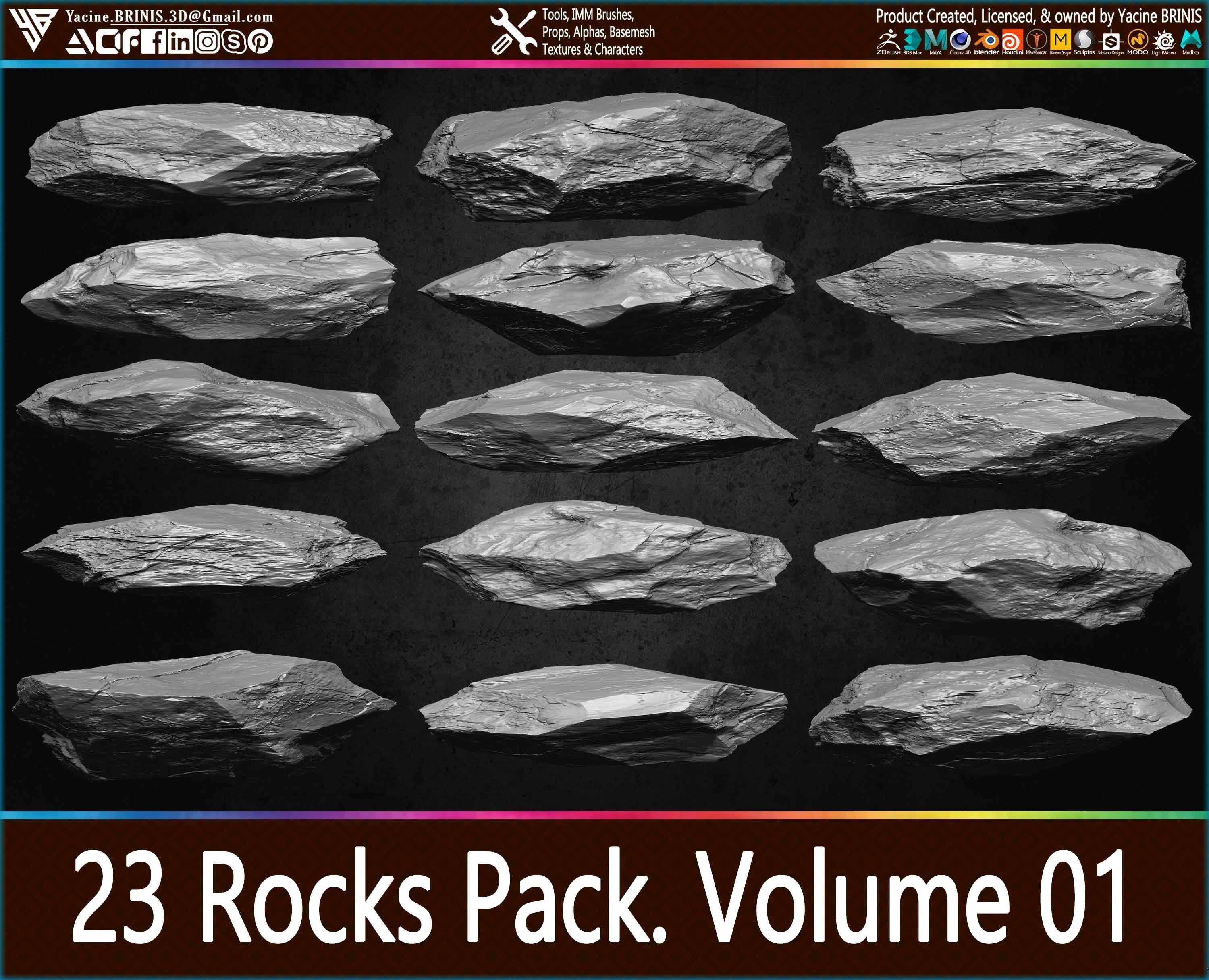 3D model 23 Rocks Pack Vol 01 VR / AR / low-poly | CGTrader