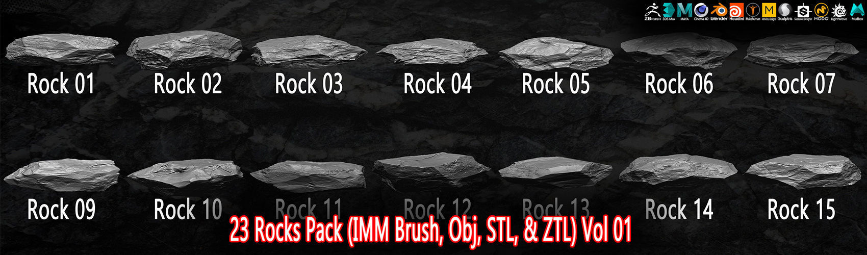 3D model 23 Rocks Pack Vol 01 VR / AR / low-poly | CGTrader