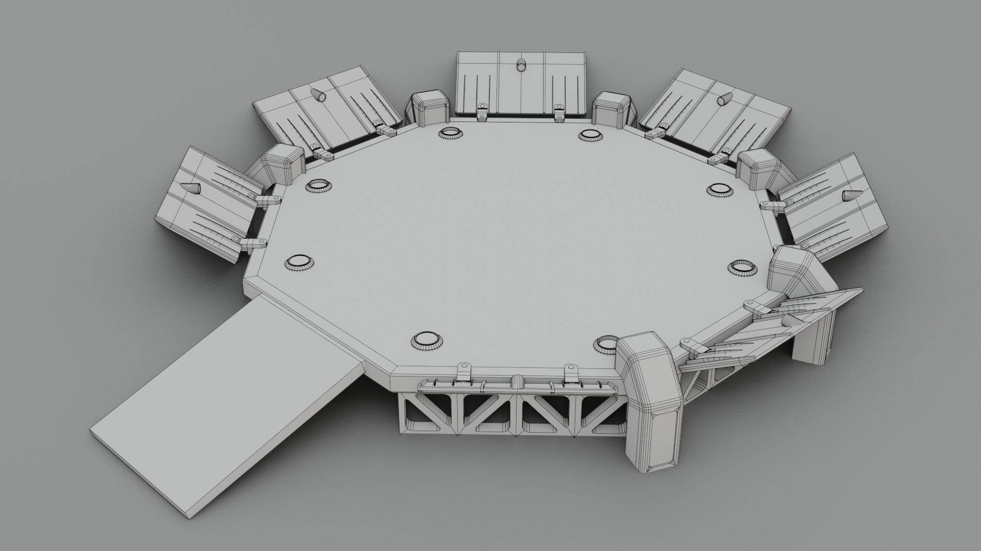 3D model Scifi Landing Pad Low poly Game ready PBR VR / AR / low