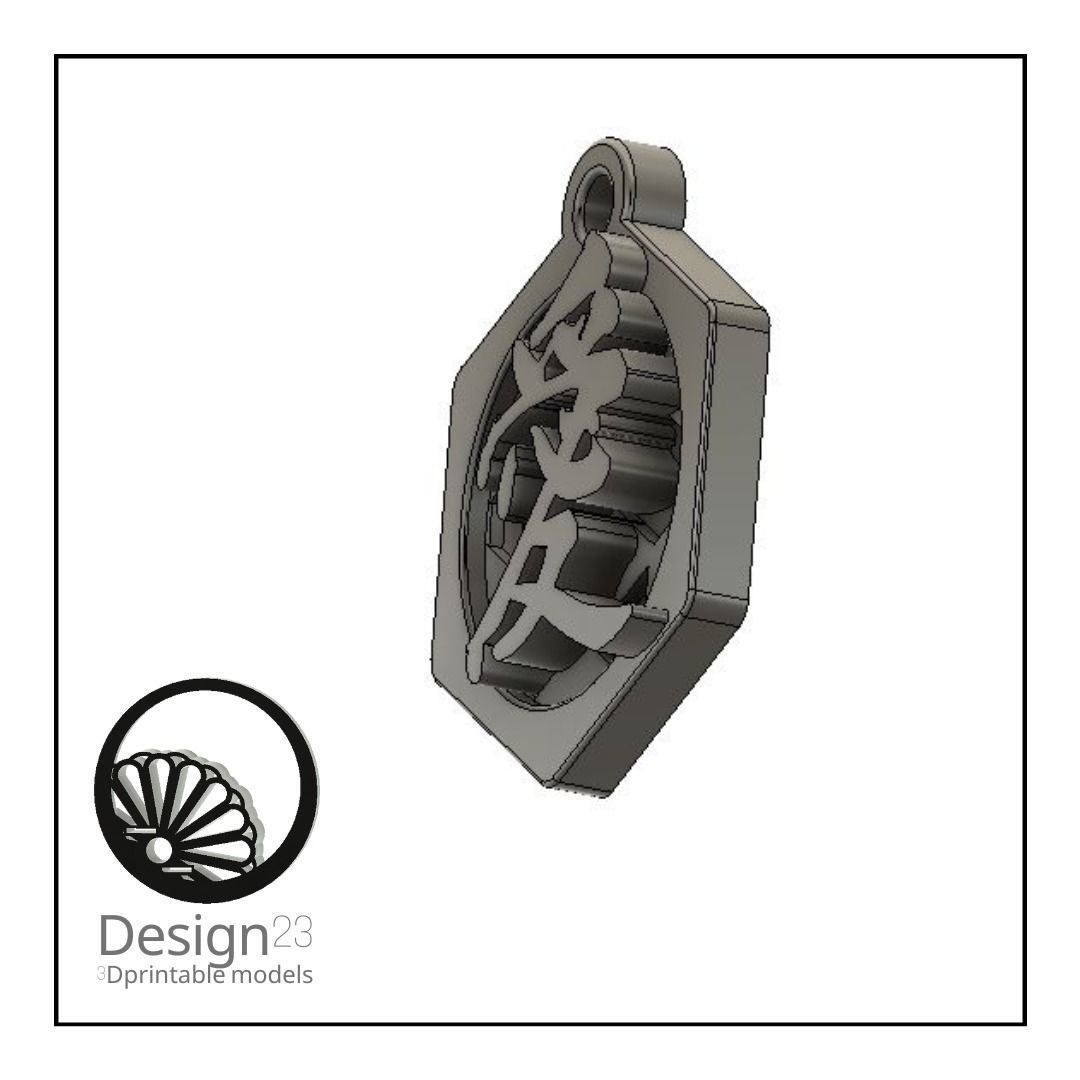 Japanese Kanji Love Symbol Charm for Necklace Keychain 3D model 3D ...