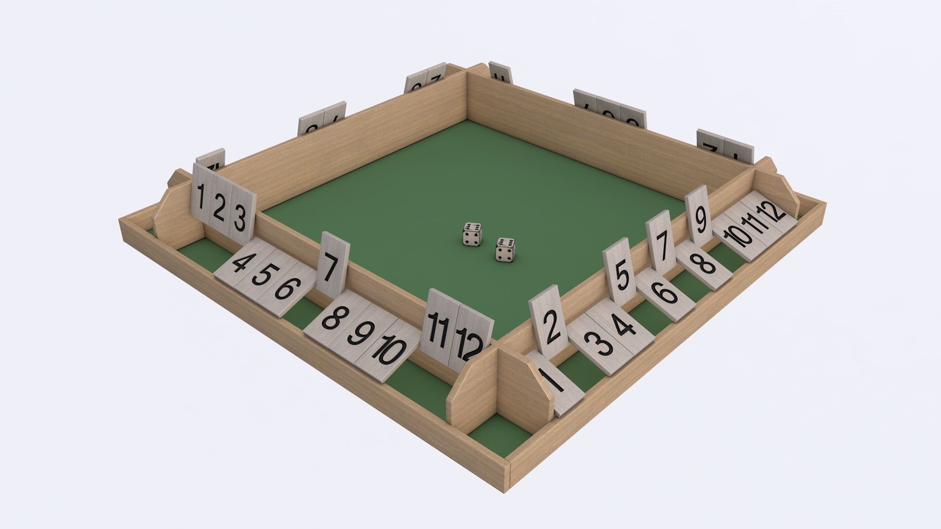 4 Player Shut the Box Dice Game 3D model CGTrader
