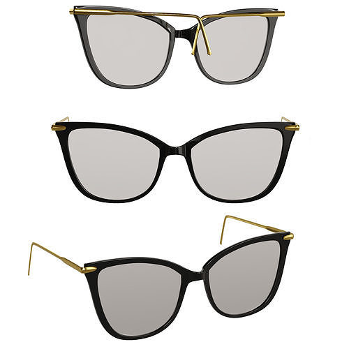 glasses 1 pair of cat eye sunglasses 3D model CGTrader