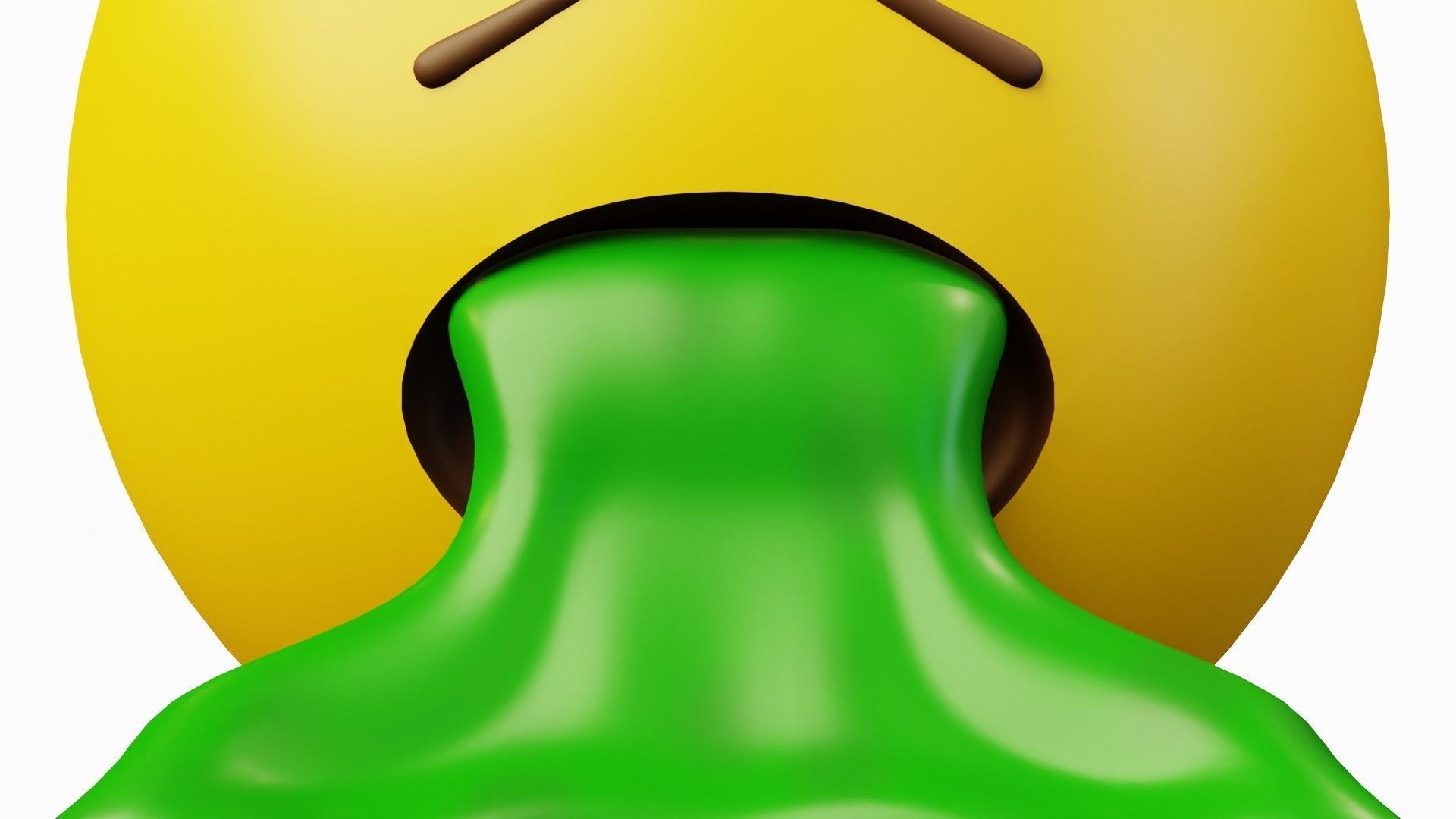 Green Vomit Yellow Ball Emoticon Emoji or Smiley 3D model CGTrader