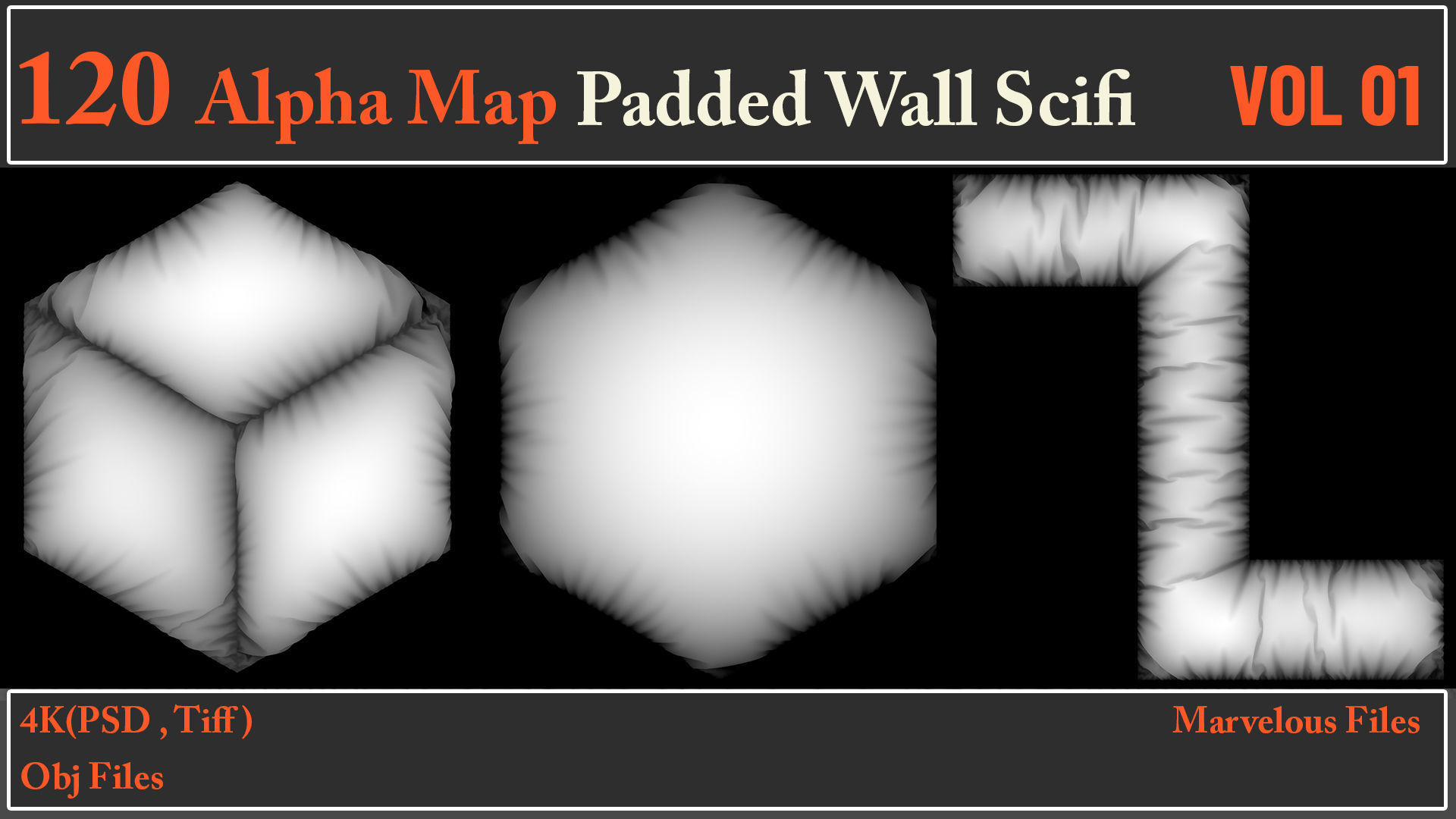 120 Alpha Maps Padded Wall SCIFI - 120 Alpha Maps Padded Wall Scifi 3d Model Obj Zpac 