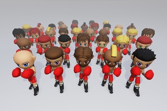 3D model Lowpoly male Boxer - 36 models vol 01 VR / AR / low-poly ...