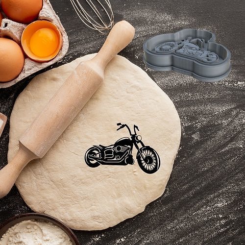 CHOPPER MOTORCYCLE COOKIE CUTTER PASTRY DOUGH BISCUIT SUGAR FOOD 3D