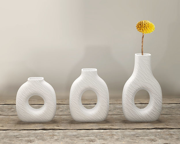White Ceramic Vase Set 3D model CGTrader