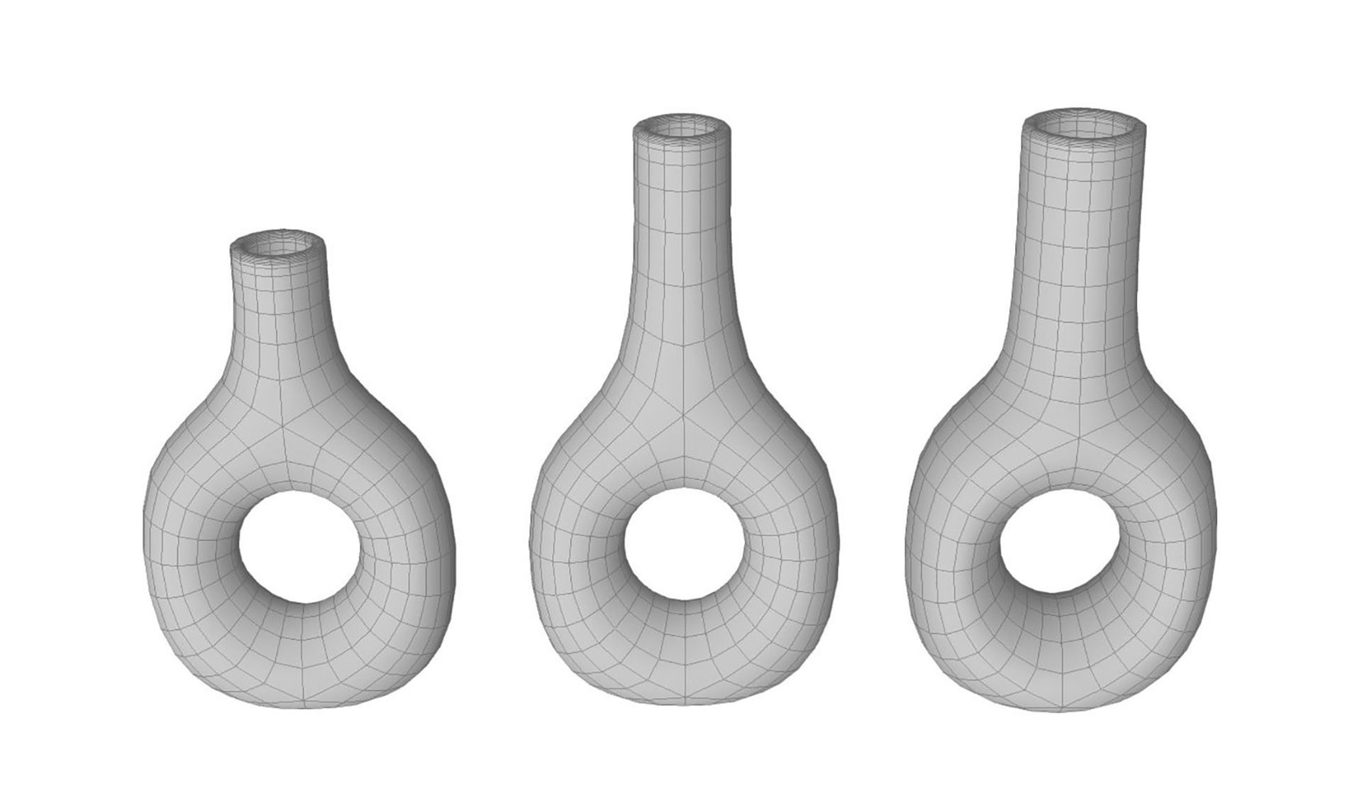 White Marble and Gold Decor Vase Set 3D model CGTrader