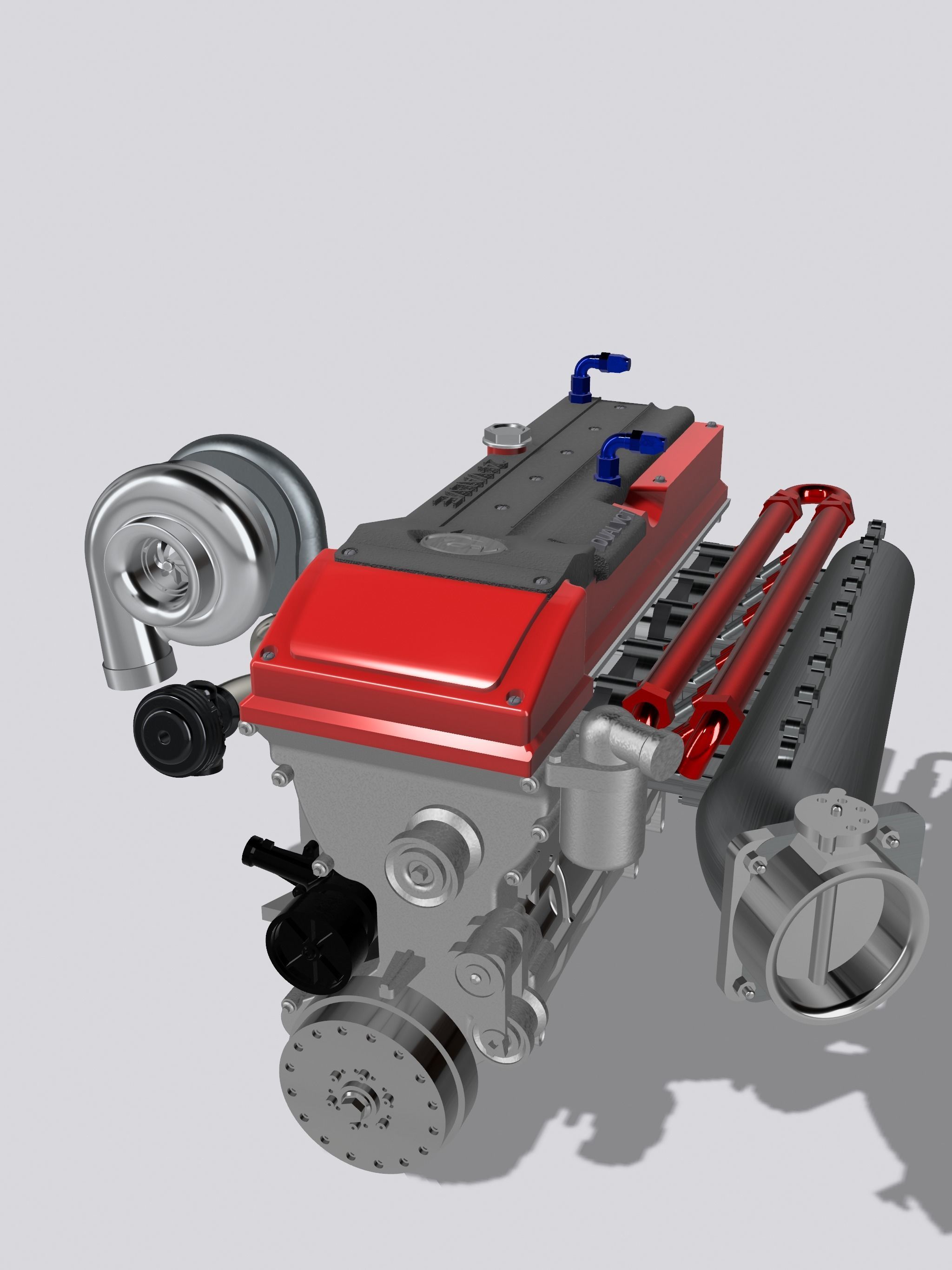 Billet Ford Barra Turbo engine with Sequential gearbox combo 3D model 3D printable CGTrader