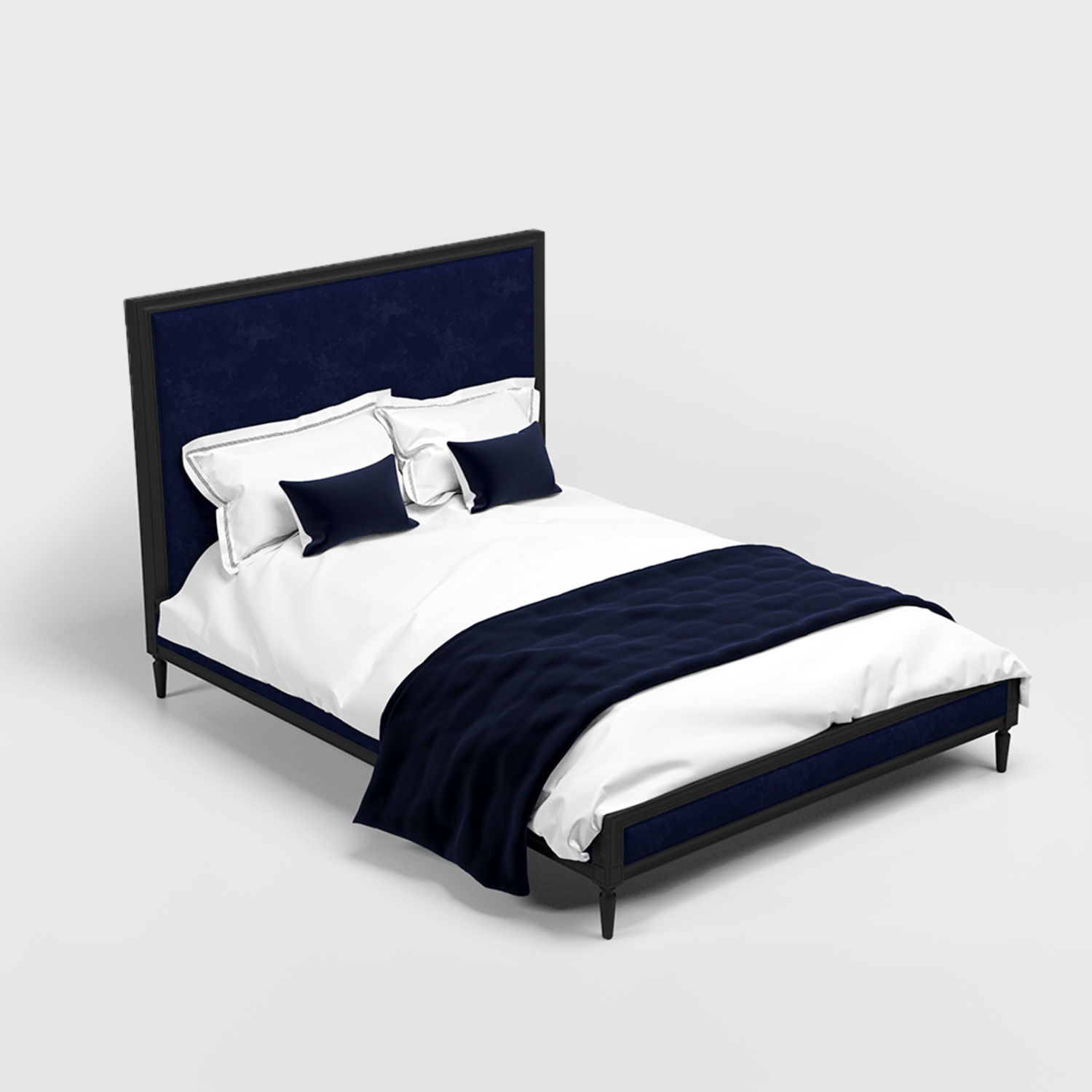 Luxury Velvet Upholstered Bed 3D model CGTrader