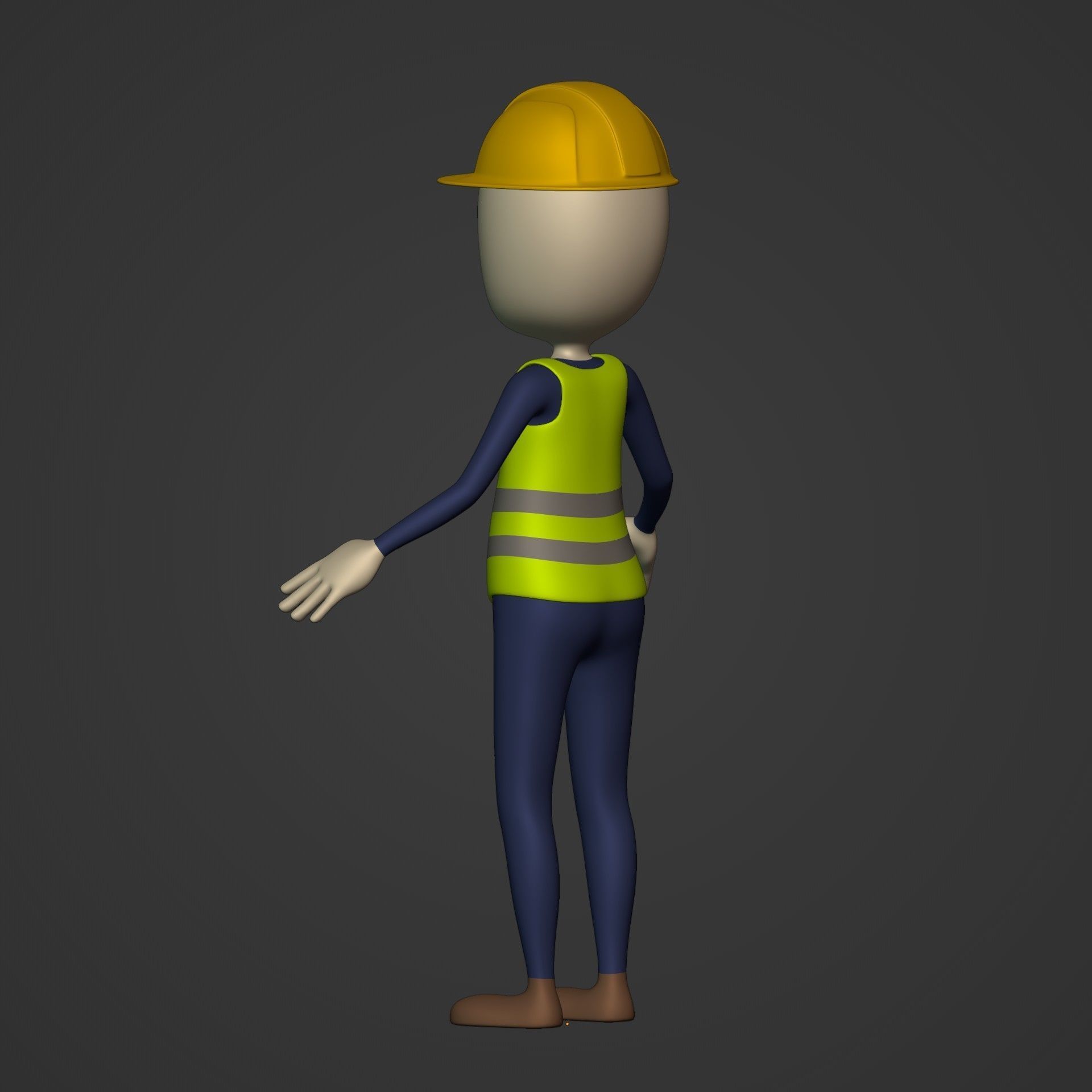 3D model Cartoon Construction Worker -- Stickman VR / AR / low-poly ...