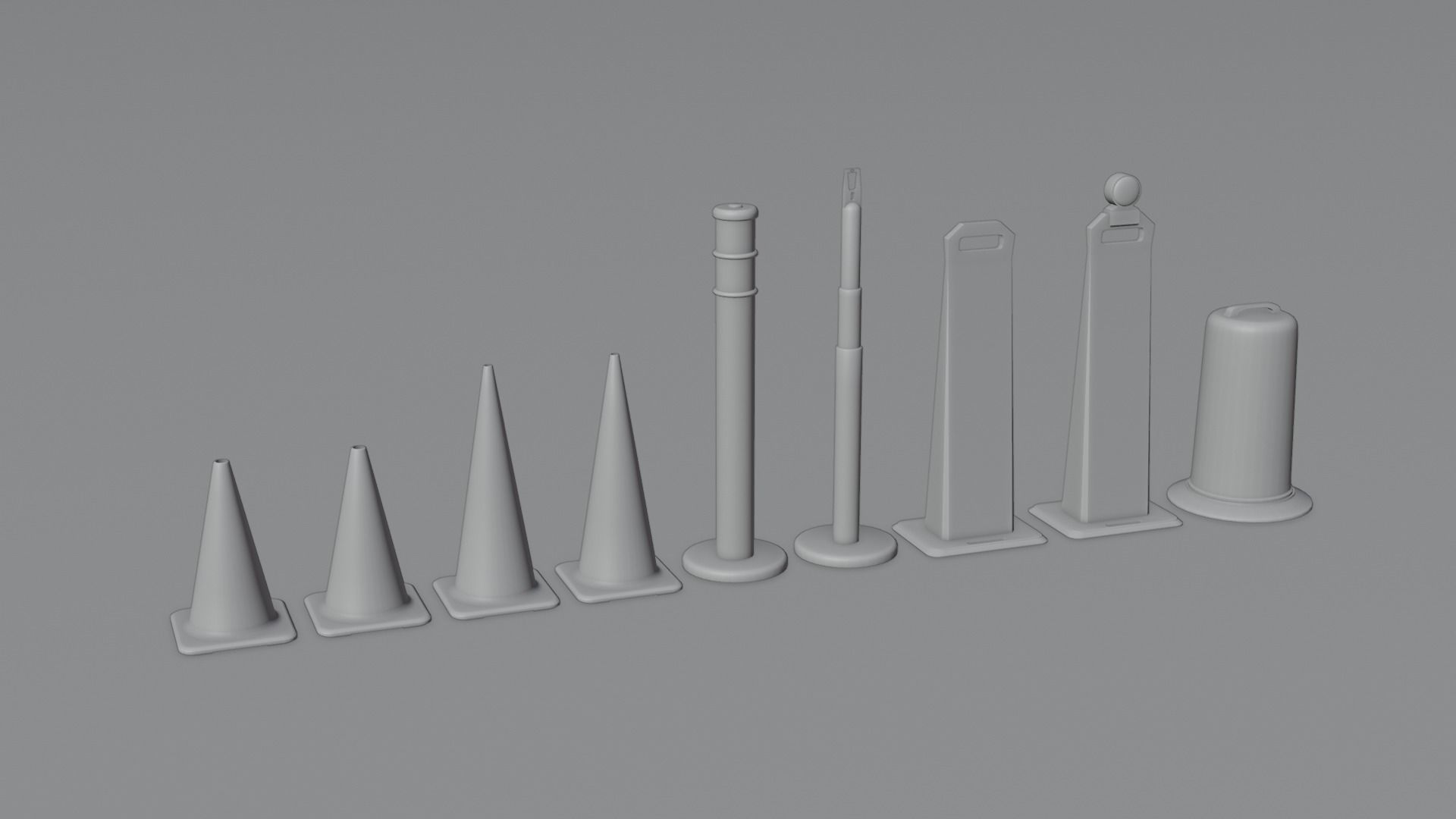 Traffic Cone and Construction Cone 9 set kit 4K 3D model CGTrader