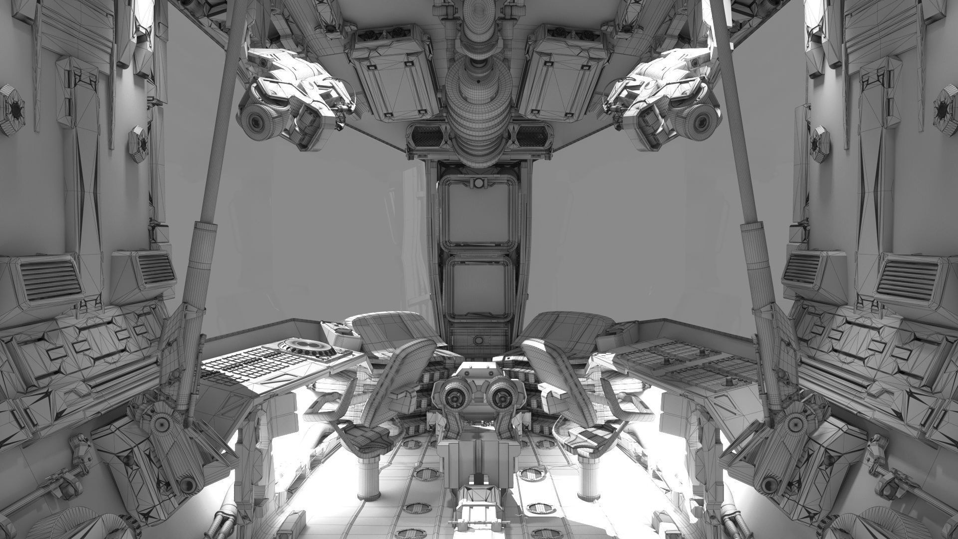Spaceship Cockpit v5 3D model CGTrader