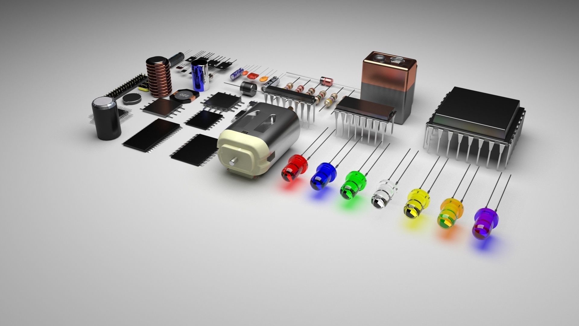 Electronic Components Set 3D model CGTrader