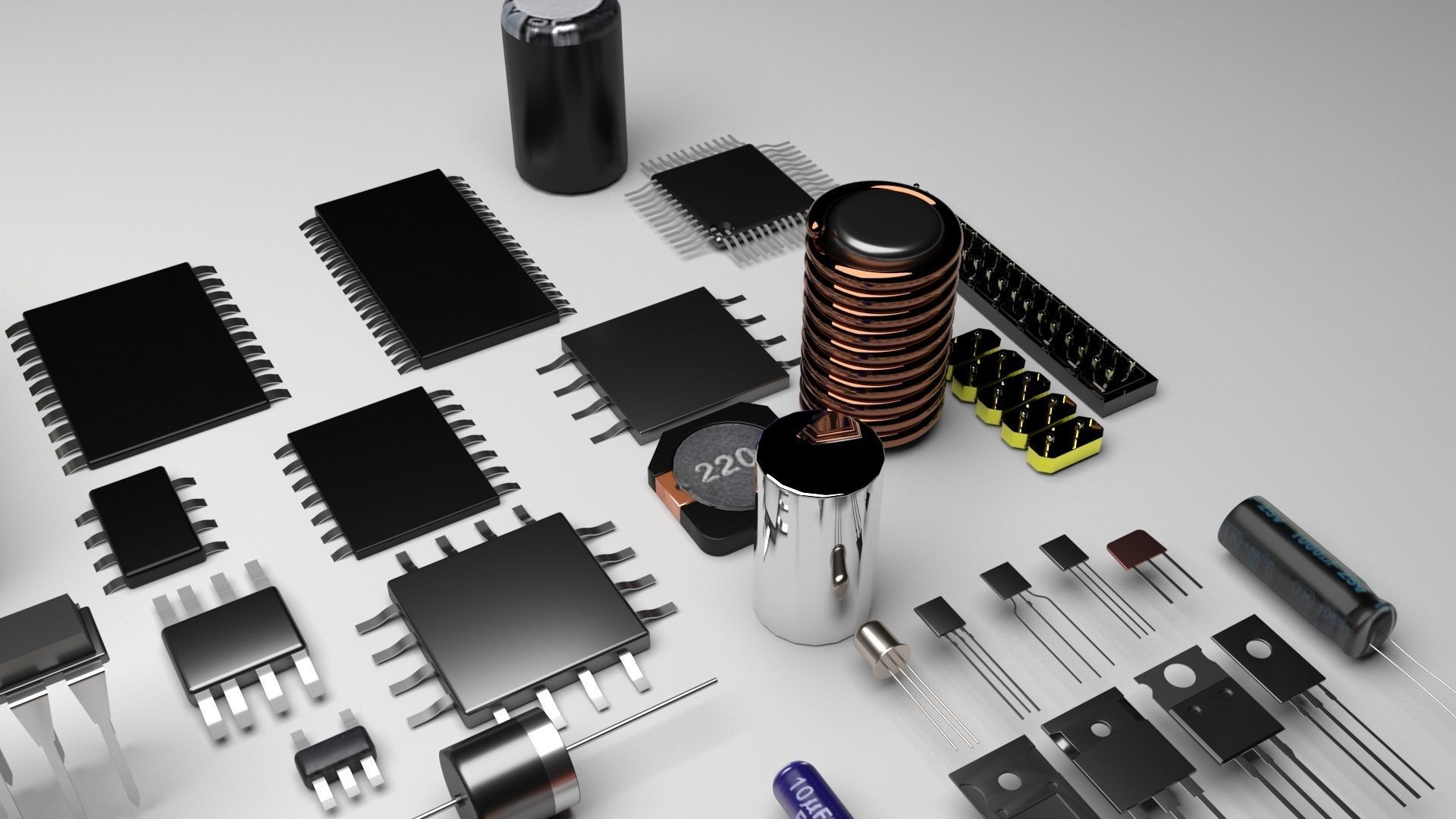 Electronic Components Set 3D model CGTrader