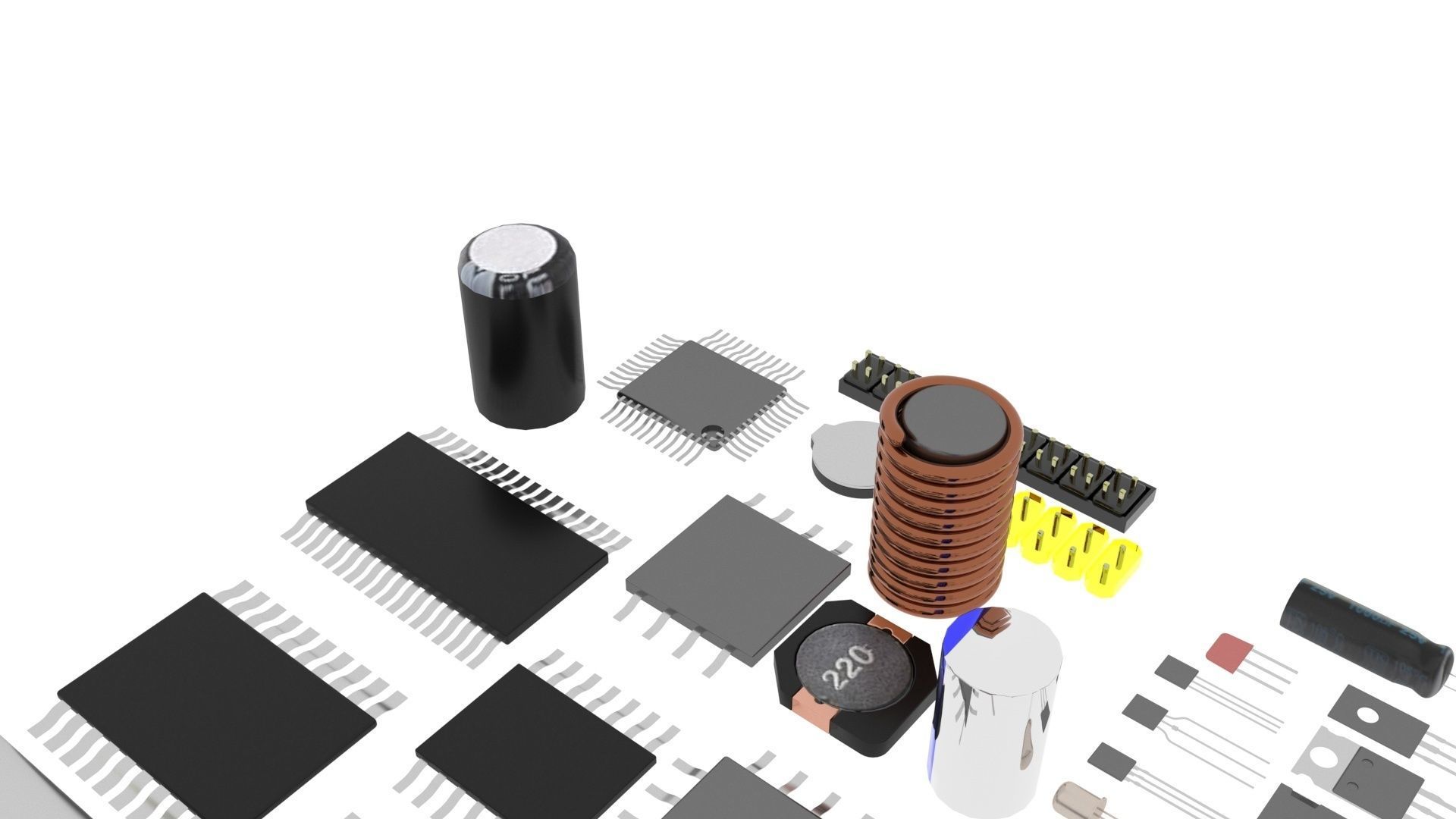 Electronic Components Set 3D model CGTrader